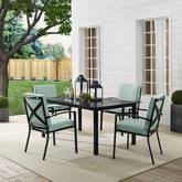 Kaplan 5 Piece Outdoor Dining Set in Oil Rubbed Bronze & Mist Cushions