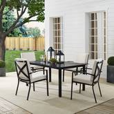 Kaplan 5 Piece Outdoor Dining Set in Oil Rubbed Bronze & Oatmeal Cushions