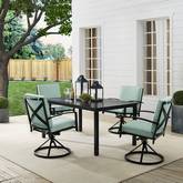 Kaplan 5 Piece Outdoor Dining Set in Oil Rubbed Bronze & Mist Cushions