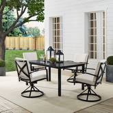 Kaplan 5 Piece Outdoor Dining Set in Oil Rubbed Bronze & Oatmeal Cushions