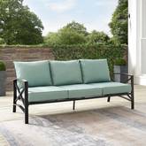 Kaplan Outdoor Sofa in Oil Rubbed Oil Rubbed Bronze & Mist Cushions Fabric