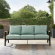 Kaplan Outdoor Sofa in Oil Rubbed Oil Rubbed Bronze & Mist Cushions Fabric