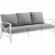 Kaplan Outdoor Sofa in White Steel & Gray Cushions