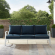 Kaplan Outdoor Sofa in White Steel & Navy Blue Cushions