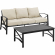 Kaplan 2 Piece Outdoor Sofa & Coffee Table Set in Oil Rubbed Bronze & Oatmeal Cushions
