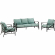 Kaplan 3 Piece Outdoor Sofa & 2 Arm Chairs Set in Oil Rubbed Bronze & Mist Cushions