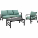 Kaplan 3 Piece Outdoor Sofa Set in Oil Rubbed Bronze & Mist Cushions