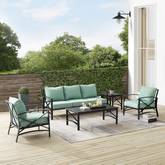 Kaplan 5 Piece Outdoor Sofa Set in Oil Rubbed Bronze & Mist Cushions