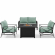 Kaplan 4 Piece Outdoor Loveseat & Dante Fire Table Set in Oil Rubbed Bronze & Mist