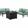 Kaplan 3 Piece Outdoor 2 Loveseats & Dante Fire Table Set in Oil Rubbed Bronze & Mist