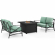 Kaplan 3 Piece Outdoor 2 Loveseats & Dante Fire Table Set in Oil Rubbed Bronze & Mist