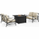 Kaplan 3 Piece Outdoor 2 Loveseats & Dante Fire Table Set in Oil Rubbed Bronze & Oatmeal