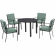 Kaplan 5 Piece Outdoor Round Dining Set in Oil Rubbed Bronze & Mist Fabric