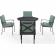 Kaplan 5 Piece Outdoor Round Dining Set in Oil Rubbed Bronze & Mist Fabric