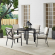 Kaplan 5 Piece Outdoor Round Dining Set in Oil Rubbed Bronze & Oatmeal Fabric