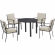 Kaplan 5 Piece Outdoor Round Dining Set in Oil Rubbed Bronze & Oatmeal Fabric