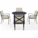 Kaplan 5 Piece Outdoor Round Dining Set in Oil Rubbed Bronze & Oatmeal Fabric