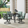 Kaplan 5 Piece Outdoor Round Dining Set in Oil Rubbed Bronze & Mist Fabric