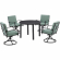 Kaplan 5 Piece Outdoor Round Dining Set in Oil Rubbed Bronze & Mist Fabric