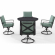 Kaplan 5 Piece Outdoor Round Dining Set in Oil Rubbed Bronze & Mist Fabric