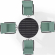 Kaplan 5 Piece Outdoor Round Dining Set in Oil Rubbed Bronze & Mist Fabric