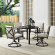 Kaplan 5 Piece Outdoor Round Dining Set in Oil Rubbed Bronze & Oatmeal Fabric