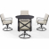 Kaplan 5 Piece Outdoor Round Dining Set in Oil Rubbed Bronze & Oatmeal Fabric