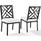 Locke Outdoor Dining Chair in Black Metal & Cream Fabric (Set of 2)