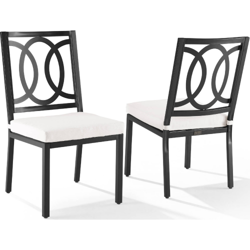 Chambers Outdoor Dining Chair in Black Metal & Cream Fabric (Set of 2)