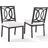 Chambers Outdoor Dining Chair in Black Metal & Cream Fabric (Set of 2)