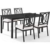 Chambers 5 Piece Outdoor Dining Set in Black Metal & Cream Fabric