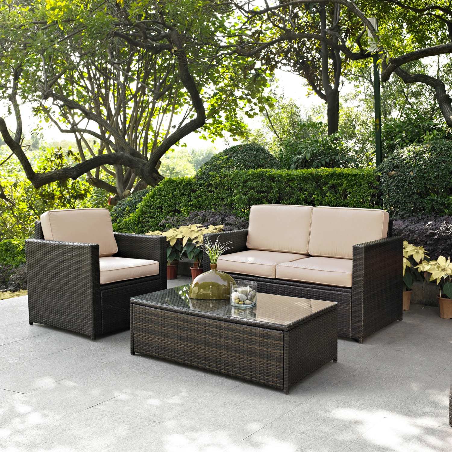 3 piece outdoor loveseat cushions sale