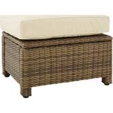 Bradenton Outdoor Ottoman in Weathered Resin Wicker & Sand Cushions