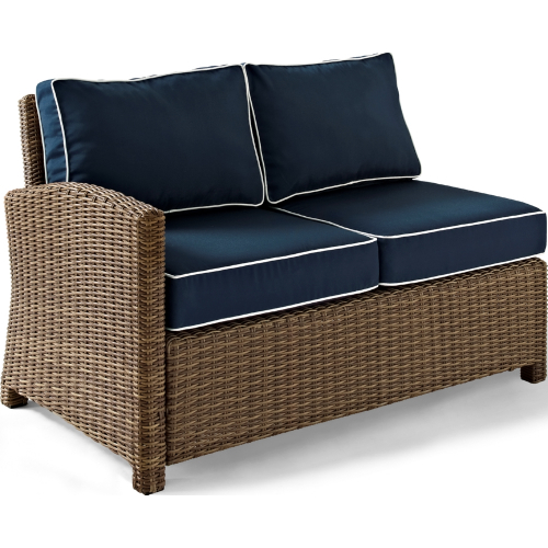 Bradenton Outdoor Right Corner Loveseat Sectional Unit in Resin Wicker & Navy Blue