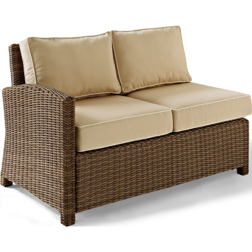 Bradenton Outdoor Right Corner Loveseat Sectional Unit in Resin Wicker & Sand