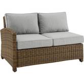 Bradenton Outdoor Left Arm Loveseat Sectional Unit in Resin Wicker & Gray Cushions