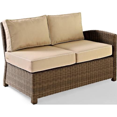 Bradenton Outdoor Left Corner Loveseat Sectional Unit in Resin Wicker & Sand