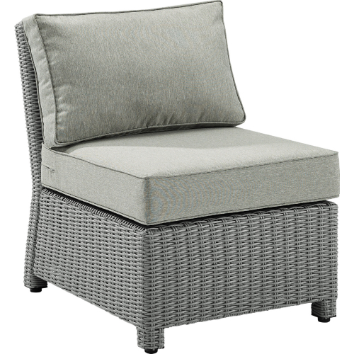 Bradenton Outdoor Center Chair Sectional Unit in Gray Resin Wicker & Gray Fabric