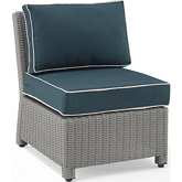 Bradenton Outdoor Center Chair Sectional Unit in Gray Resin Wicker & Navy Blue Fabric