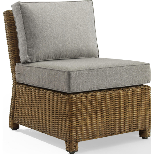 Bradenton Outdoor Center Chair Sectional Unit in Resin Wicker & Gray Fabric