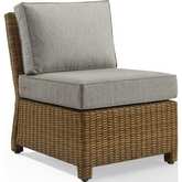 Bradenton Outdoor Center Chair Sectional Unit in Resin Wicker & Gray Fabric