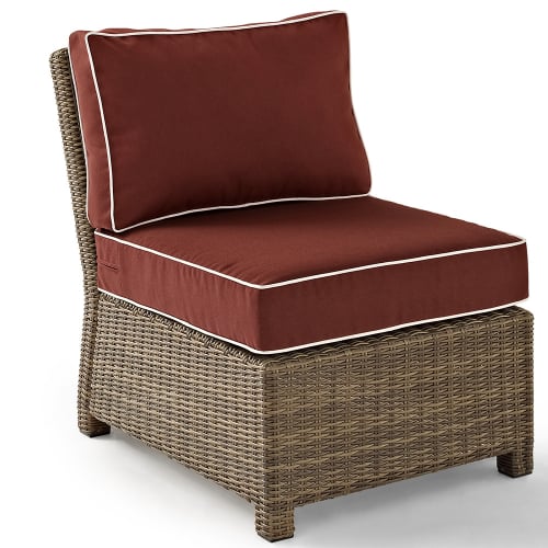 Bradenton Outdoor Center Chair Sectional Unit in Resin Wicker & Sangria Fabric