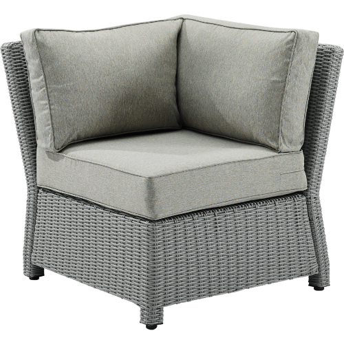 Bradenton Outdoor Corner Chair Sectional Sofa Unit in Gray Resin Wicker & Gray