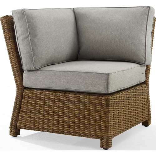 Bradenton Outdoor Corner Chair Sectional Unit in Resin Wicker & Gray Fabric