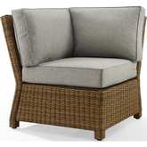 Bradenton Outdoor Corner Chair Sectional Unit in Resin Wicker & Gray Fabric