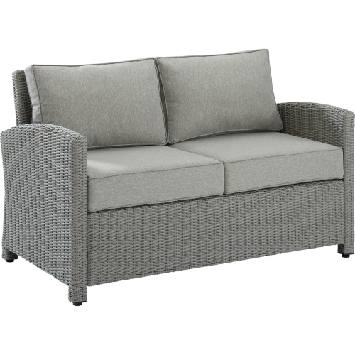 Bradenton Outdoor Loveseat in Gray Resin Wicker & Gray Cushions