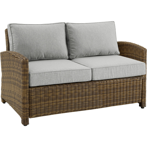 Bradenton Outdoor Loveseat in Resin Wicker & Gray Cushions