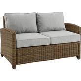 Bradenton Outdoor Loveseat in Resin Wicker & Gray Cushions