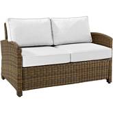 Bradenton Outdoor Loveseat in Resin Wicker & White Sunbrella Cushions