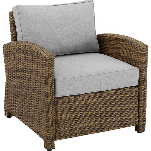 Bradenton Outdoor Arm Chair in Resin Wicker & Gray Cushions